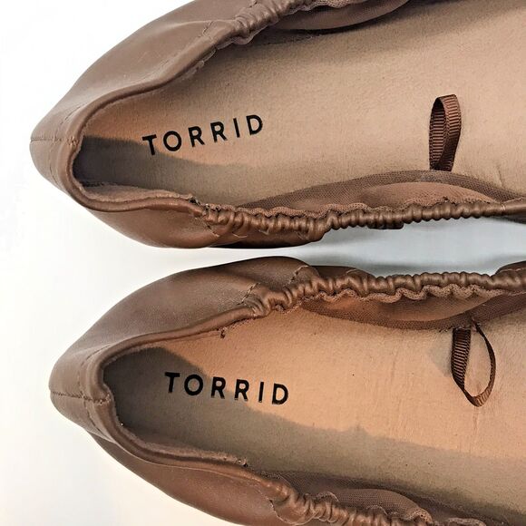 Torrid Scrunch Ballet Flats Women's 8.5WW Brown Lightweight Slip On Comfort Shoe - Picture 10 of 11